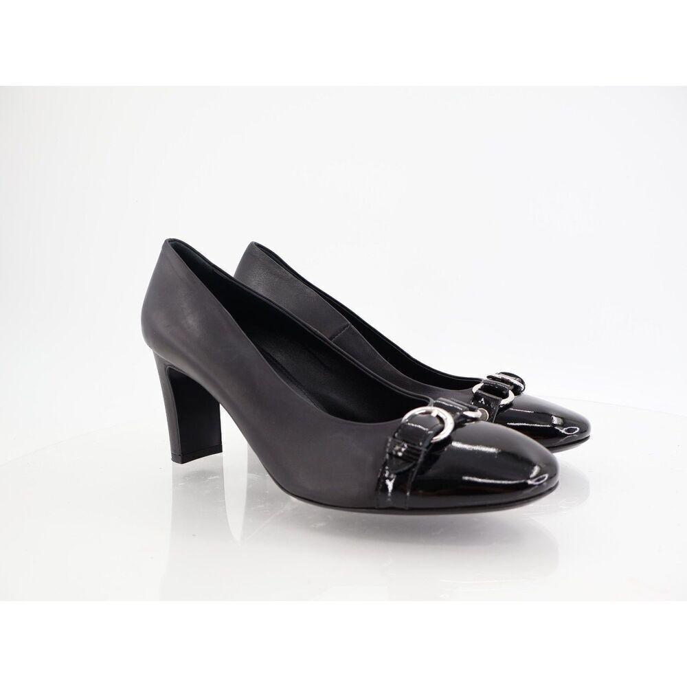 Agl Irina Cap Toe Pump Size 39.5 9.5 Black Leather Cap Toe Heel Shoes Career